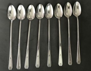 Set Of 8 Vintage Wm Rogers Silver Plated Iced Tea Spoons
