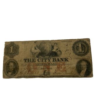 1855 Tennessee $1 Obsolete Currency The City Bank Nashville Rare Bank