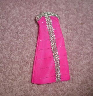 Vintage Topper Dawn Doll Or Family Hot Pink Dress With Sliver Trim