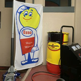 Esso Motor Oil Banner Happy Motoring Garage Dealer Style Vintage Rare Nos Fuel 1