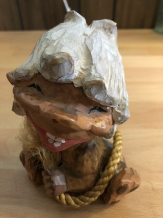 Henning Norway Hand Carved Troll Rope Tail 5 Inches Signed 2