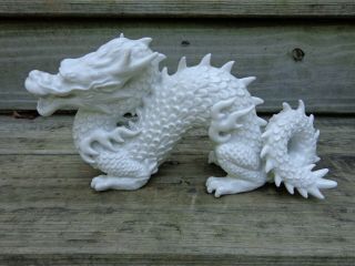 Rare Fitz And Floyd White Porcelain Dragon Sculpture Figurine F22/32 Chinese
