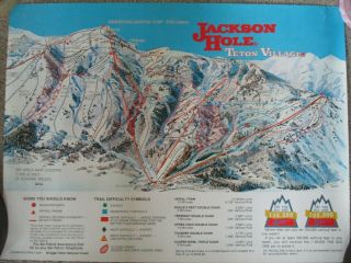 Vintage 1977 Hal Shelton Jackson Hole Teton Village Downhill Ski Slope Poster