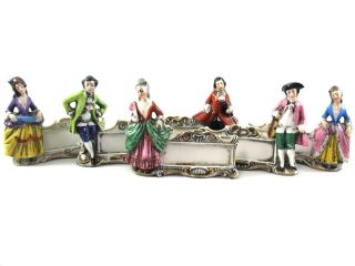 Erphila Place Card Name Plate Knife Rest Set Of 6 Lady And Gent Figurines Rare