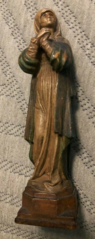 Rare Antique Hand Carved Wood St.  Catherine Of Sienna Statue Leykaul Germany