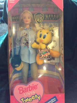 1998 Barbie Loves Tweety Doll 21632 Warner Bros Mattel Special Edition Nrfb