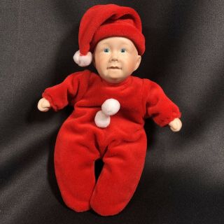 Pat Secrist Lil Bubba Mini Baby Doll Porcelain Head Santa Christmas 1998 Vtg 8 "