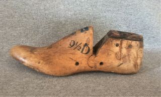 Vintage Wwii Primitive Wood Shoe Last Vulcan Us Navy 1943 Size 9 1/2d