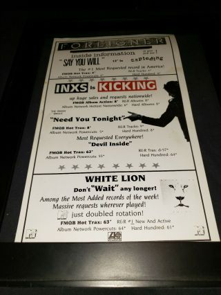Inxs/foreigner/white Lion Rare Radio Promo Poster Ad Framed
