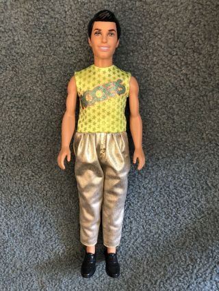 Vintage 1968 Ken Doll Black Hair Rare Brown Eyes Retro Outfit.  Made Indonesia.