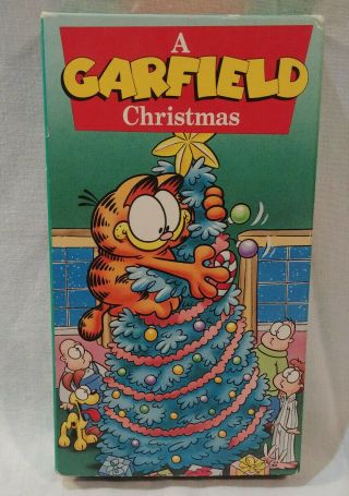 A Garfield Christmas Vhs Video Tape 1991 Rare Cbs Cartoon Holiday Oop