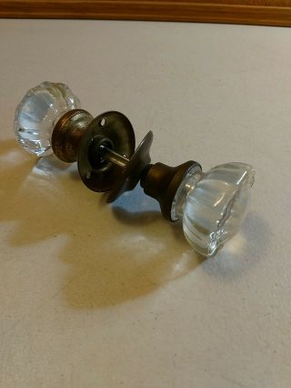 Vintage Antique Glass Door Knob Set With Spindle Architectural Salvage