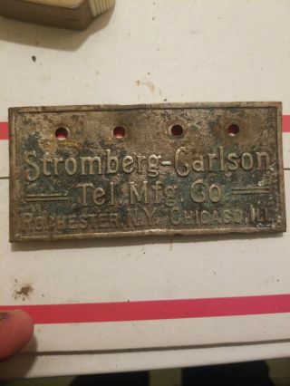 Vtg Antique Stromberg - Carlson Telephone Mfg.  Co.  Face Plate Rochester Ny Chicago