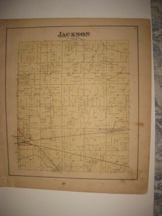 Antique 1875 Jackson Township Union City Darke County Ohio Handcolored Map Rare