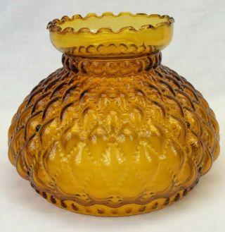 Vintage Quilted Glass Oil Lamp Shade Gold Diamond Quilted Kerosene Antique Gold
