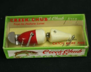 Vintage 60s 70s Creek Chub Jointed Pikie Fishing Lure Red & White W/original Box
