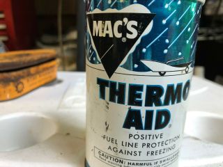 Vintage Old Macs Thermo Aid Gas & Oil Station Display Can Empty 12 Oz Antique