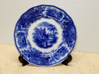 Antique Burgess & Leigh Flow Blue Nonpareil 8 1/2 Inch Dinner Plate 8 Available