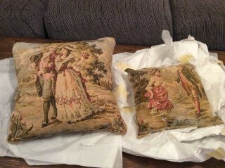 Vintage Tapestry Pillow Set Of 2 Squares 12” And 8” Kept