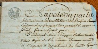 1808 Napoleon Official Manuscript Document Imperial Stamp Signature,