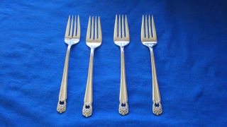 1847 Rogers Bros.  Is " Eternally Yours " 4 Silver Plate Salad Forks