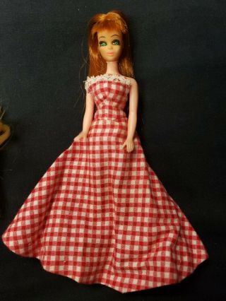 Topper Glori Doll with checked dress - Hair Cut TLC Doll discoloring in face 2