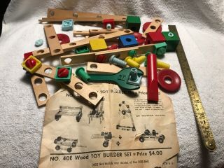 Vintage Lincoln Log Vintage Wood Toy Builder Set With Plastic Nuts And Bolts A - 2