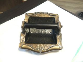 Vtg Mid Century Amerock Brass Toilet Paper Holder Complete Antique Pn 9049 - 2
