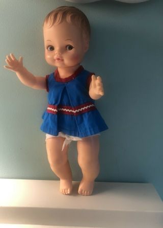 Horseman Vintage Baby Doll 12 " Hard Plastic Molded Hair Baby