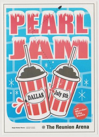Pearl Jam 1998 98 Dallas Post Card Poster Ames Bros Single Slushy Theory Rare