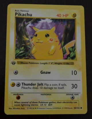 Pokemon Pikachu 1st (First) Edition Base Set Shadowless 58/102 LP 2