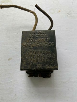 Vintage 110 Volt 60 Cycle Tri Volt Bell Ringer Jefferson Electric Mfg Co Chicago
