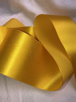 1 Yard 2 1/8” Wide Roll Yellow Rayon Trim Vintage Single Faced Satin Ribbon