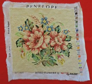 A Vintage Completed Penelope Wool Tapestry A Bunch Of Flowers