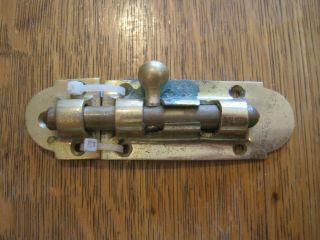 Vintage Cast Brass Barrel Bolt Antique Door Slide Latch Lock 3 In 1 3/16 Keeper
