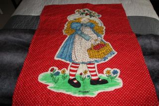 Vintage Holly Hobbie Quilted Baby Blanket 31 " X 41 " Red & Yellow
