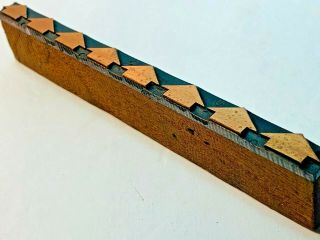 Antique Copper Letterpress Wood Print Block Boarder Of Arrows