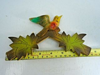 Antique Painted Wooden Bird Crown With Glass Eye 7 1/2 " Wide 4 " Tall