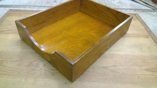 Antique Oak Wood Legal Paper Tray File Desk Letter Box Dovetail 2 1/2 " Deep