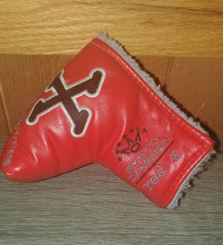 Scotty Cameron Titleist Red X Putter Headcover Cover.  Very Rare.  Pre - Owned.  Flaw