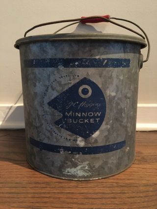 Vintage J.  C.  Higgins Minnow Bucket With Wooden Handle - Sears Roebuck