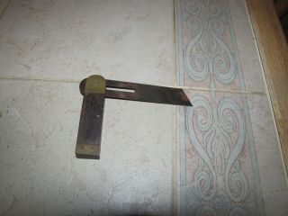 Antique Vintage Wood And Brass Sliding T - Bevel Square Woodworking Tool