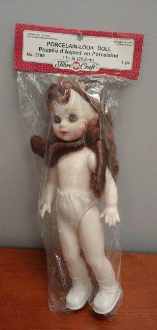 Creepy Vintage Fibre Craft Fashion Doll 10 " Brown Hair & Eyes Plastic Girl