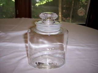 Vintage Arden 6 1/4 " Clear Glass Oval Apothecary Jar W/ Ground Glass Lid