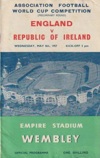 England V Republic Of Ireland 1957 World Cup Qualifier Football Programme Rare