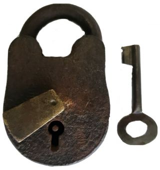 Antique/vintage Cast Iron & Brass Pad Lock With Key