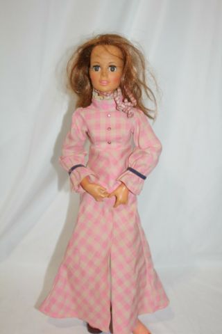 Vintage 1969 Ideal Toys Crissy Chrissy Doll Red Hair Brown Eyes Pink Dress 22 "