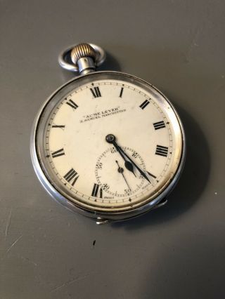 Rare Solid Silver Acme Lever H Samual 10 Jewel Pocket Watch