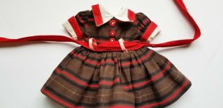 Vintage Ideal Betsy Mccall 14 " Doll Dress Brown And Red