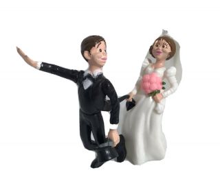 Vtg Wilton 72’ Humorous Bride & Groom Wedding Cake Topper Couple Hong Kong 5” Bv